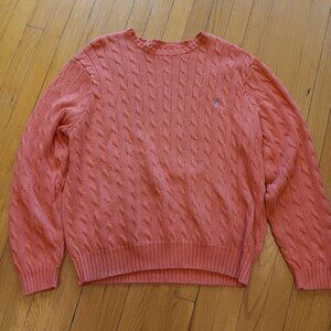 Cable Knit Sweater Polo Ralph Lauren Sweater Orange Peach L